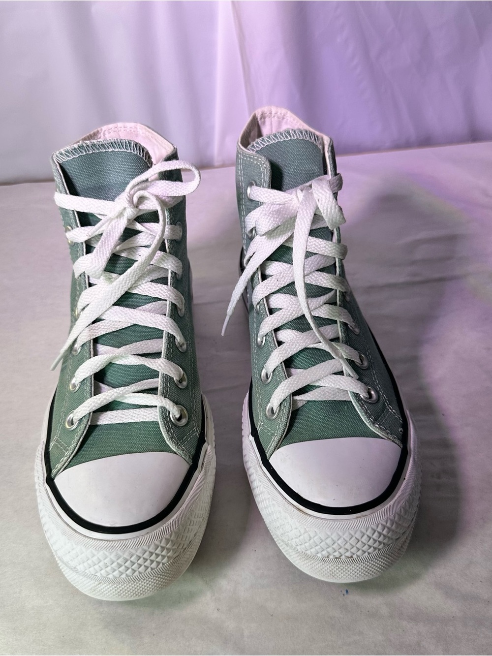 Converse High Top Sneakers Mint Green and White - Picture 3 of 10